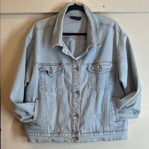 Denim&Co Classic Washed Blue Jean Jacket size Large